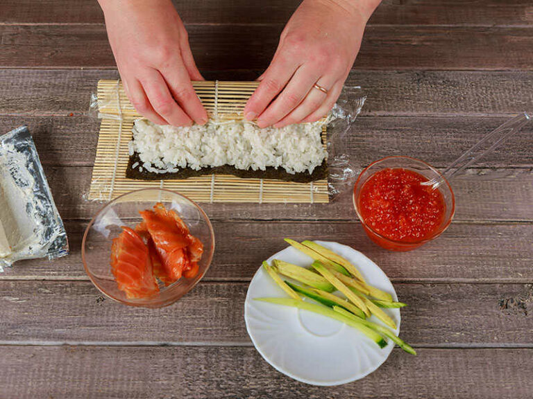 Chef Making Salmon Sushi Food