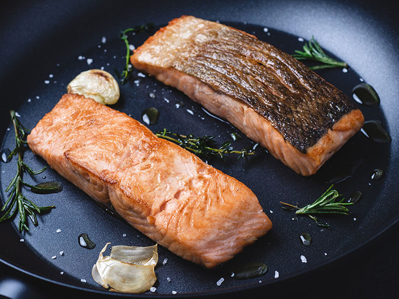 Grilled Salmon Steaks Frying Pan