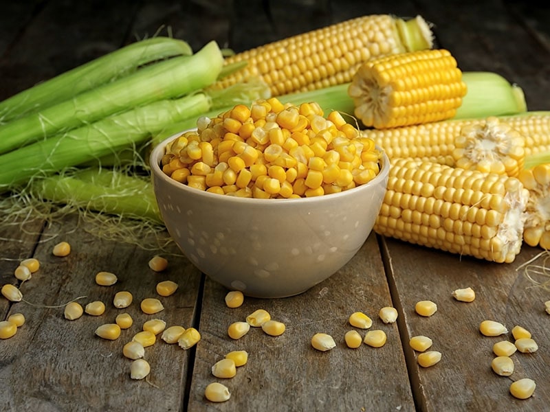 Bowl Corn Seeds Ripe Cobs