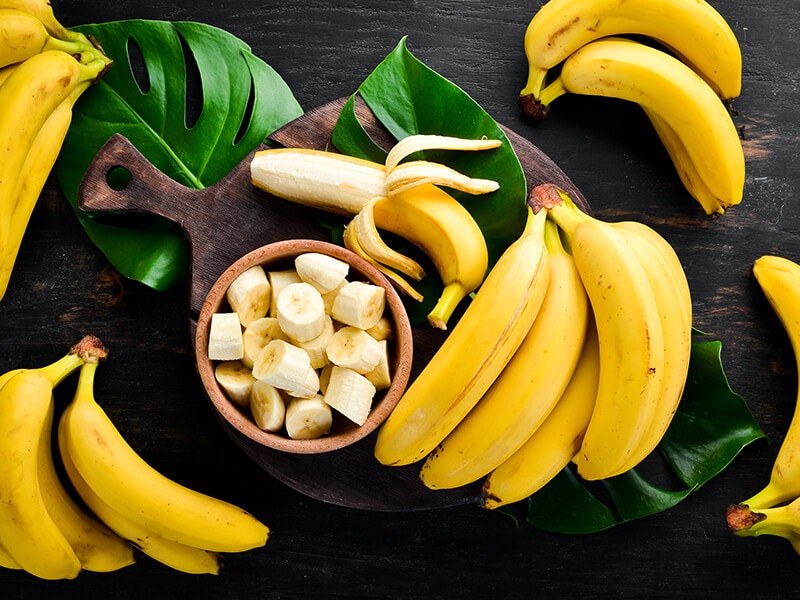 Bananas On Black Wooden