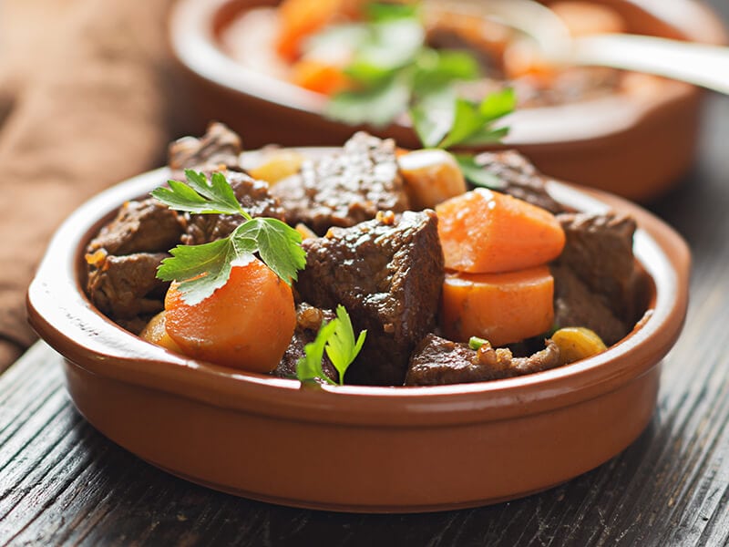 Beef Meat In Ceramic Pot