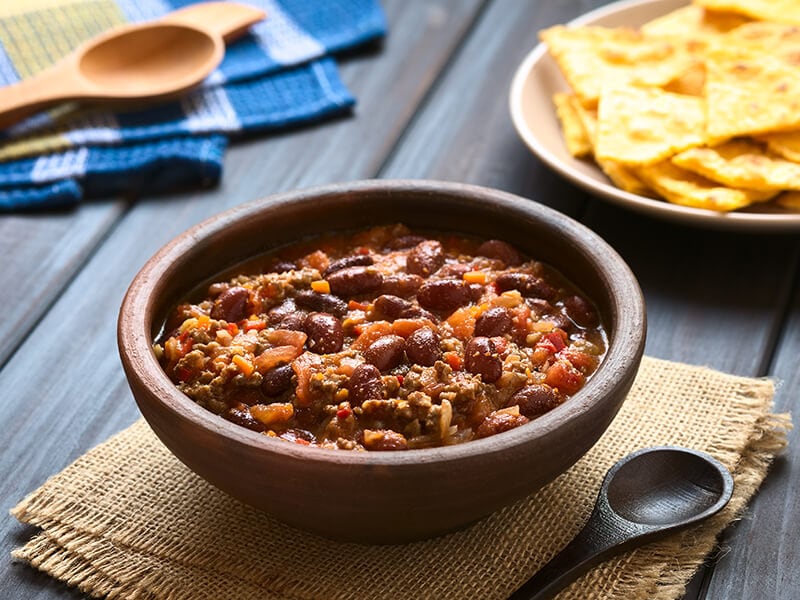 Chili Con Carne In Rustic Bowl