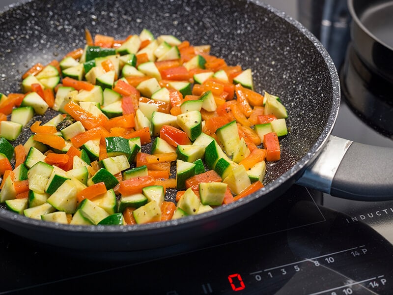 Diced Carrots With Non-Stick Frying Pan