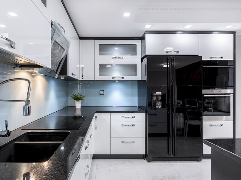 Elegant Kitchen With Fridge