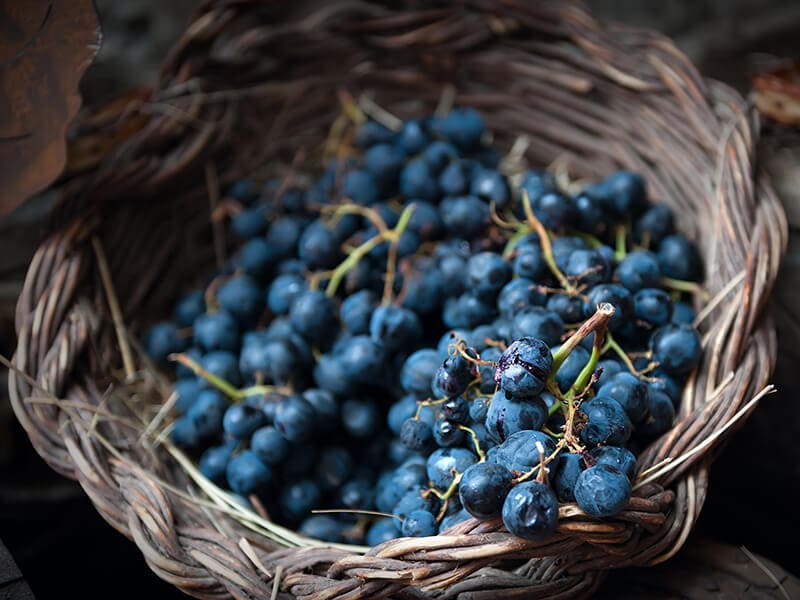 Grapes On Wicker Basket