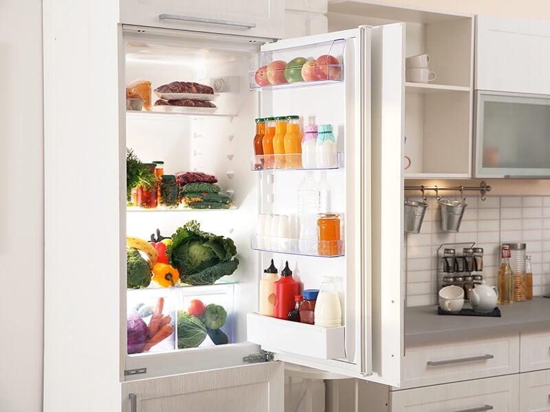 Kitchen With Refrigerator Open