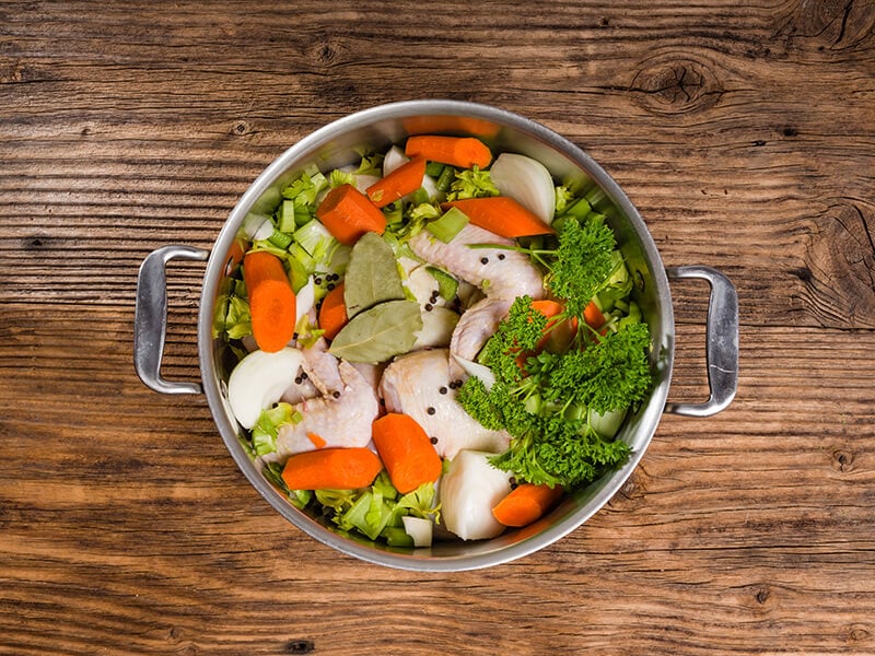 Metal Stock Pot With Soup