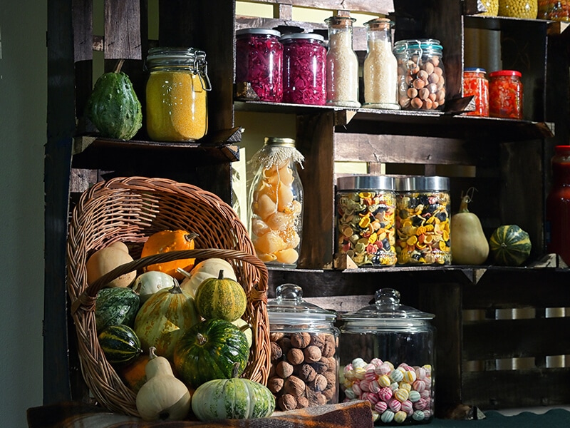 Pantry Jars With Pickled Vegetables