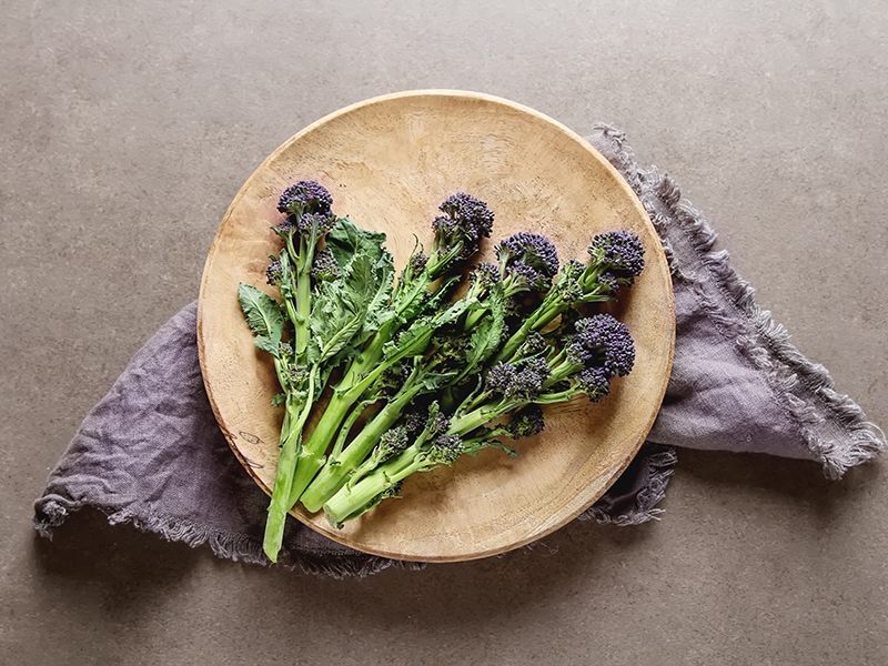 Purple Broccoli on Wooden