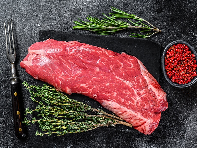 Raw Flank Beef Meat In Table