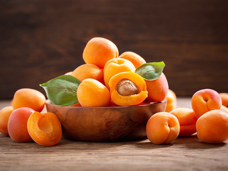 Ripe Apricots With Leaves