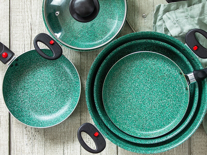 Set Empty Fry Pan Green