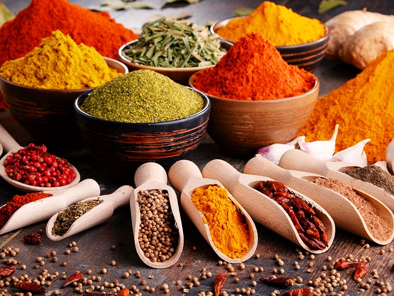 Spices Herbs On Kitchen