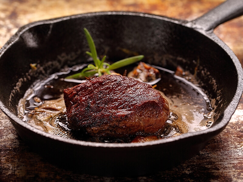 Beef Steak On Cast Iron Skillet