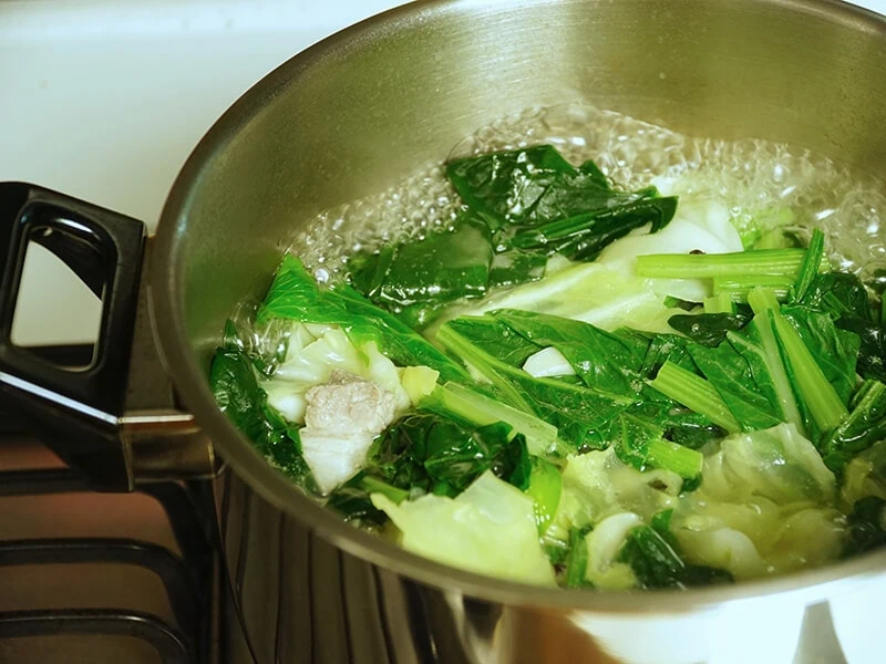 Boiled Mix Vegetable Soup In Pot