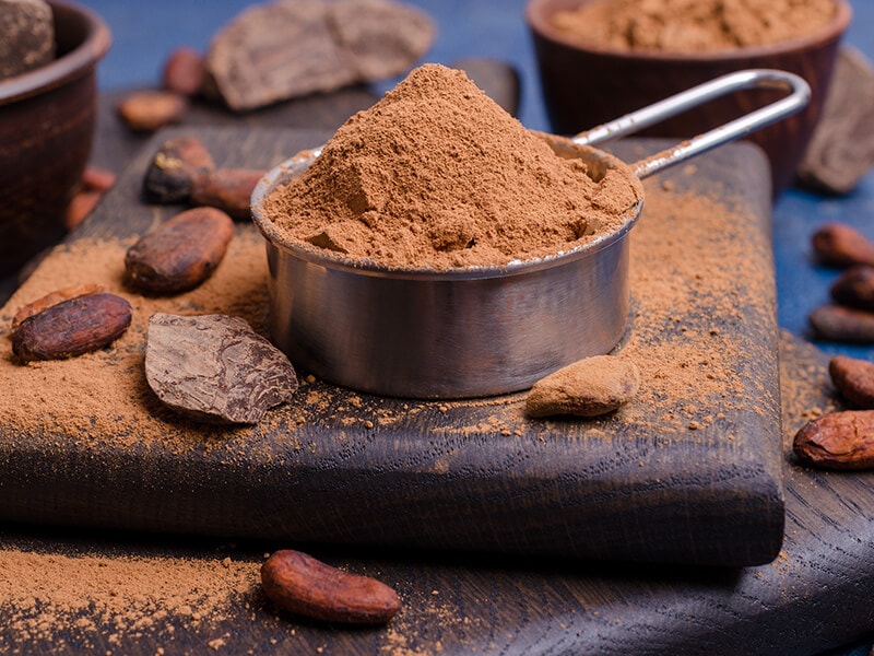 Cocoa Powder In Metal Sieve