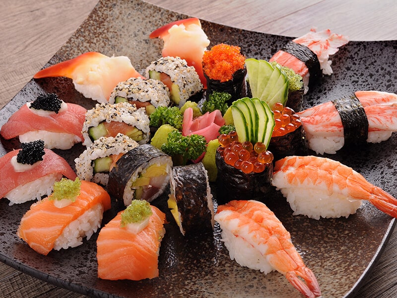 Colorful Tobiko Nigiri Sushi