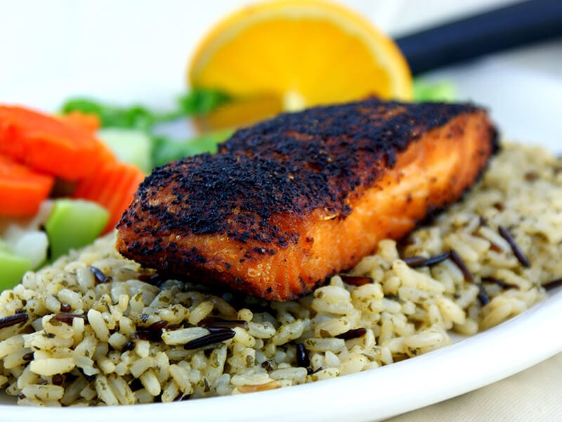 Dark Colored Blackened Salmon