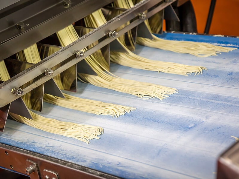 Egg Noodle On Conveyor Belt