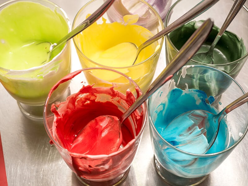 Glasses Of Food Coloring