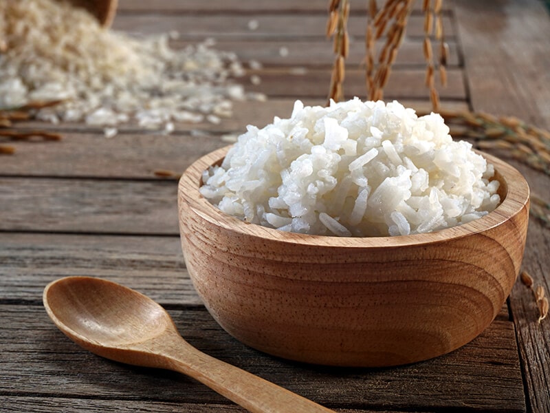 Jasmine Rice In Wood Bowl