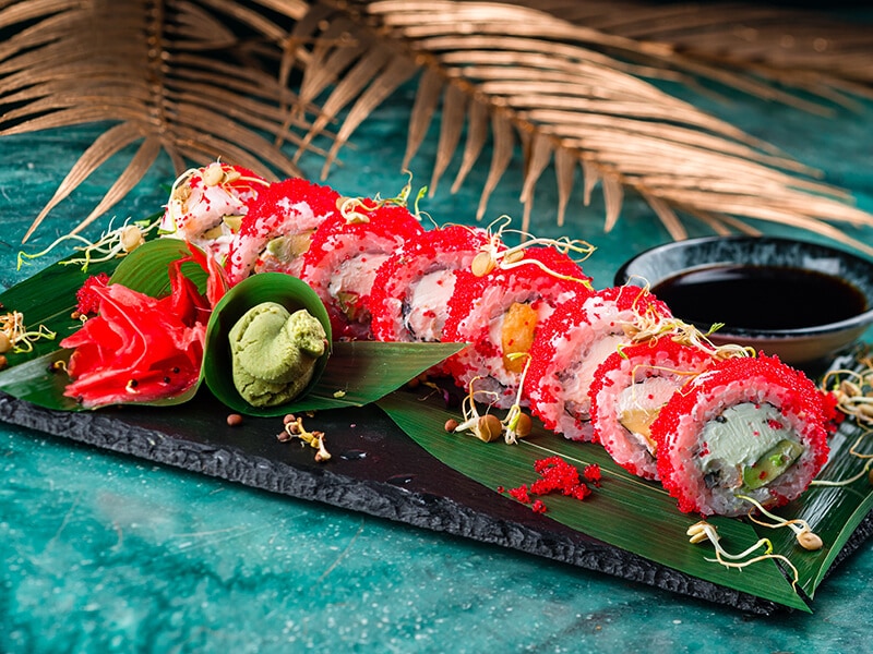 Rolls With Tobiko Caviar