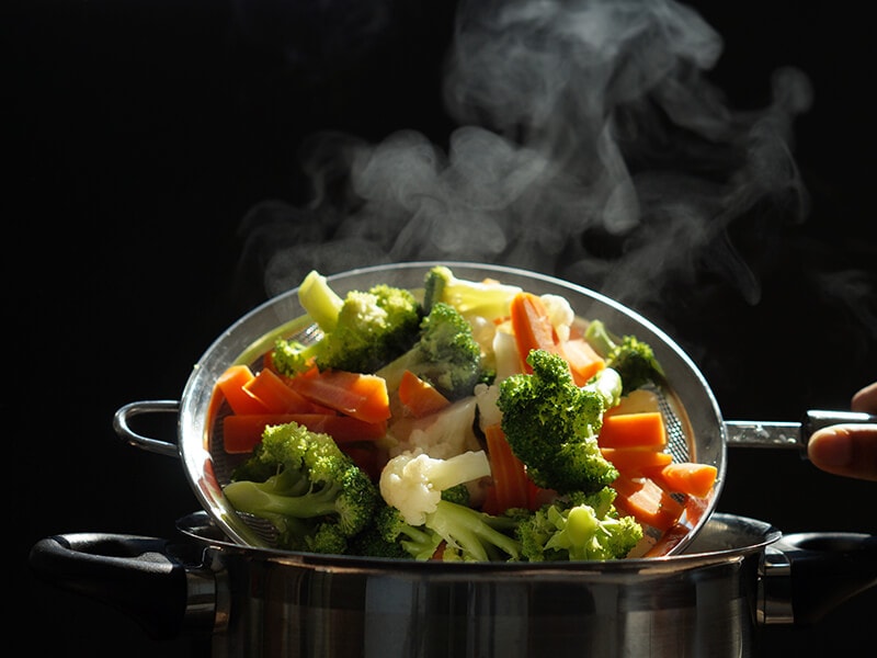 Steaming Of Hot Boiled Vegetables