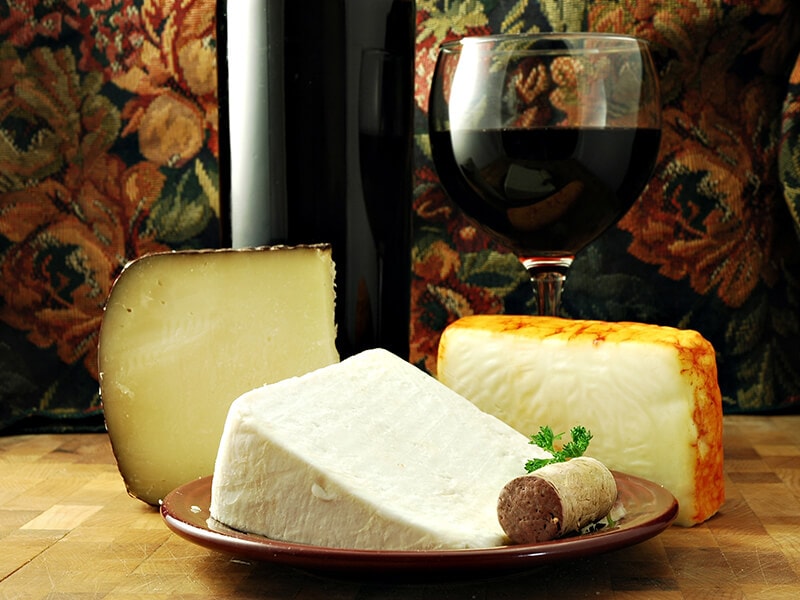 Three Cheeses With Red Wine